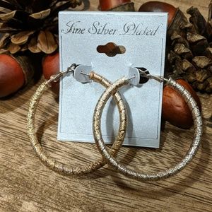 Silver plated round hoop earrings